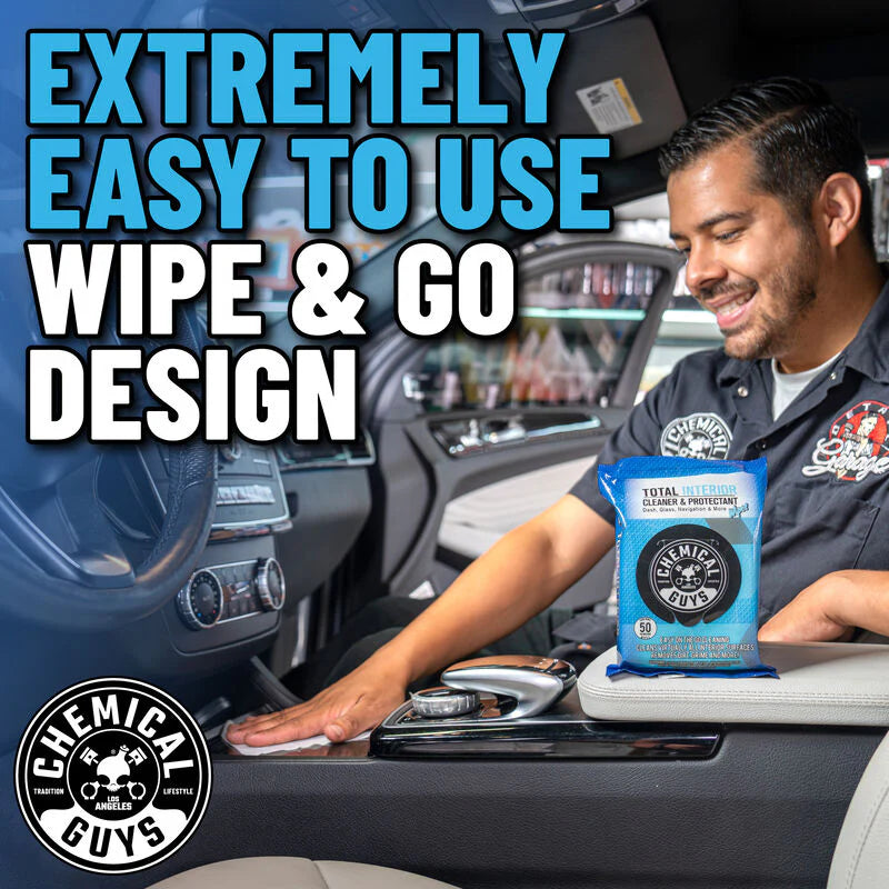 Chemical Guys Total Interior Car Cleaning &amp; Protecting Wipes 50 Count (PMWSPI22050)