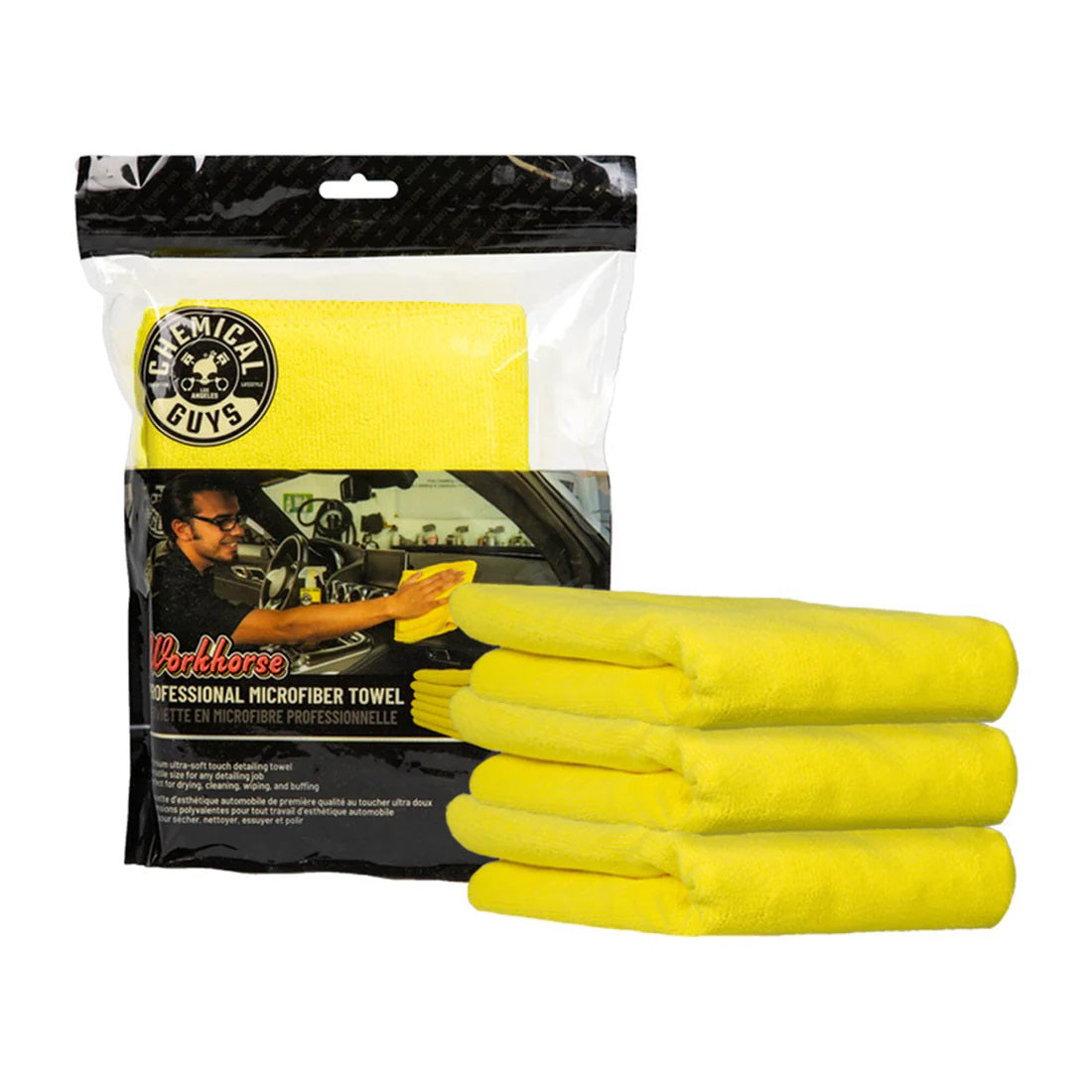 Workhorse Microfiber Towel 16x16 Inch - 3 Pack (MICYELLOW03)